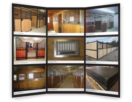 Montage de réalisations Equinad pour produits d’écurie, box, façades et accessoires.
